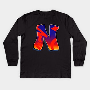 Letter N - Night Sky Kids Long Sleeve T-Shirt